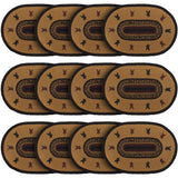 Heritage Farms Primitive Star Yellow Stenciled Oval Jute Placemat Set of 6 12"x18", 12 Pack