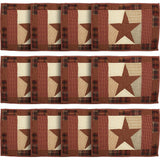 Abilene Country Red Independence Day Patchwork Star Quilted Placemat Set of 6 12x18, 12 Pack