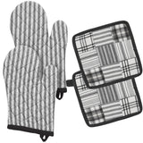 VHC Brands Sawyer Mill Black 4PC Set 2 Oven Mitts and 2 Pot Holders