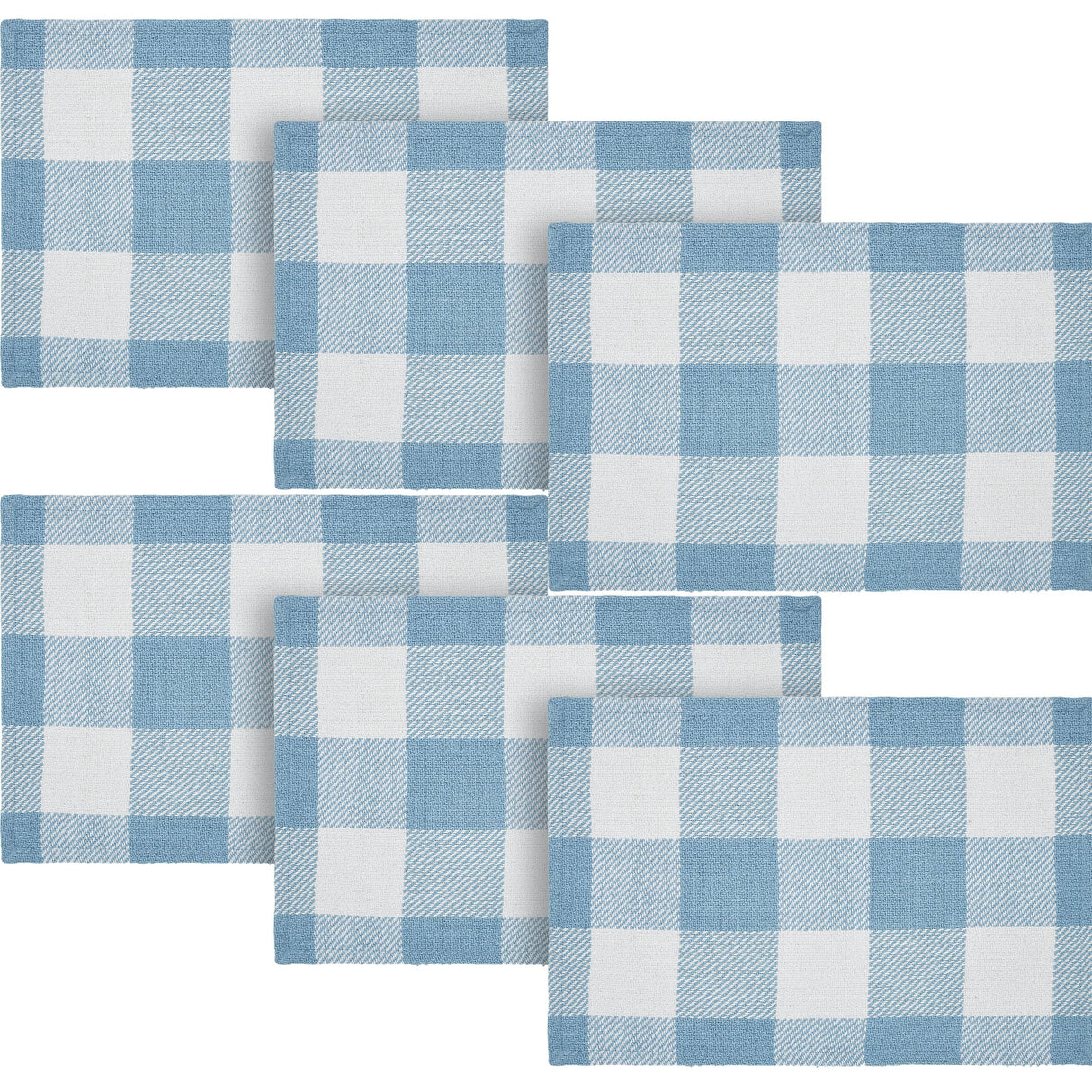 Placemat 13x19 Set of 2, Cotton Dining Room, Kitchen Placemat, Dining Table Placemats, Place Mat, Annie Buffalo Check Collection, Rectangle 13x19, Dusk Blue, 3 Pack 6 Pack