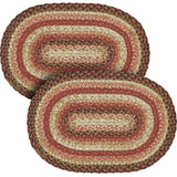 Ginger Spice Table Placemat, Orange Red Natural, Jute Blend, Oval, 12x18 Inches, 2 Pack