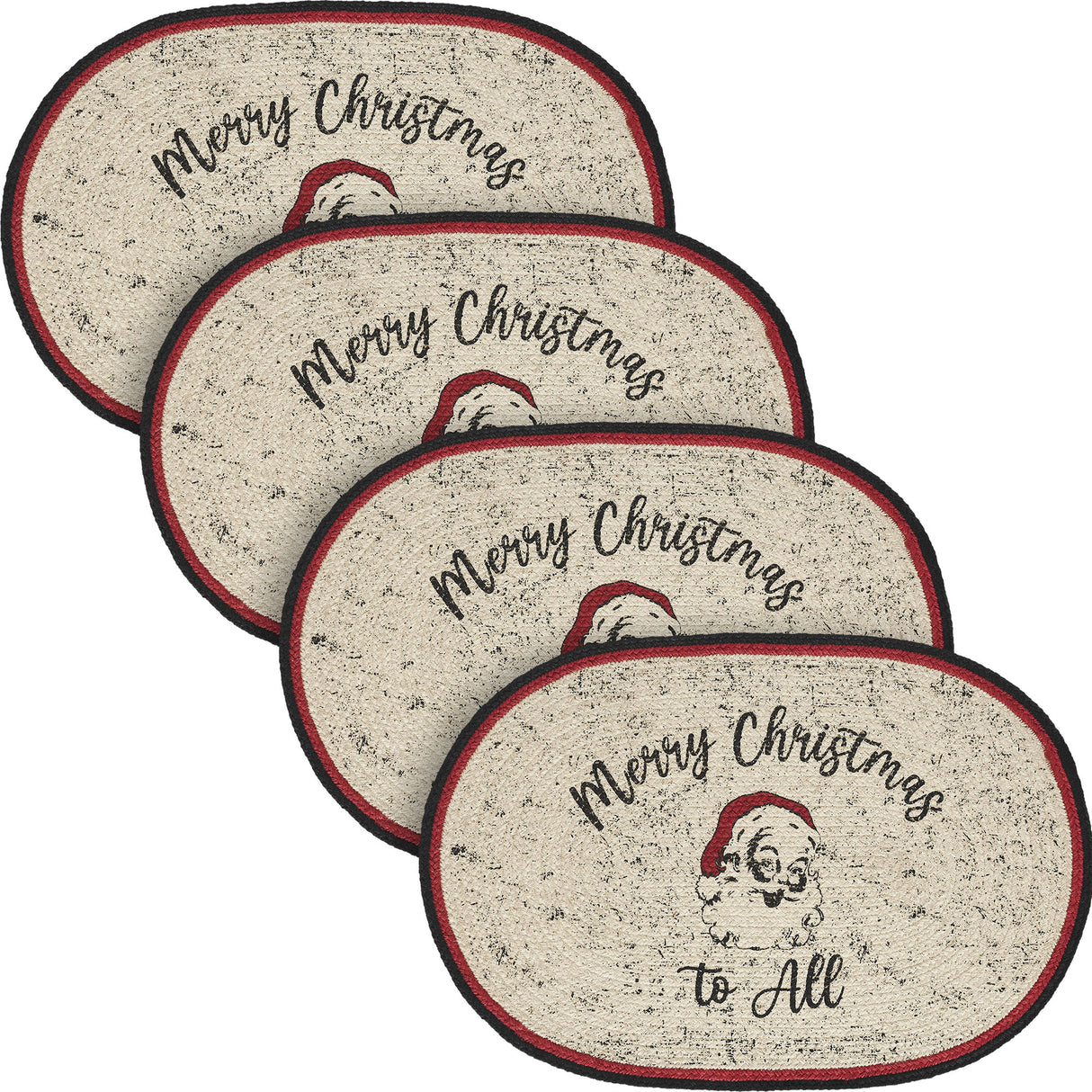 Jolly Ole Santa Jute Oval Placemat 13x19, 4 Pack 4 Pack