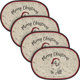 Jolly Ole Santa Jute Oval Placemat 13x19, 4 Pack 4 Pack