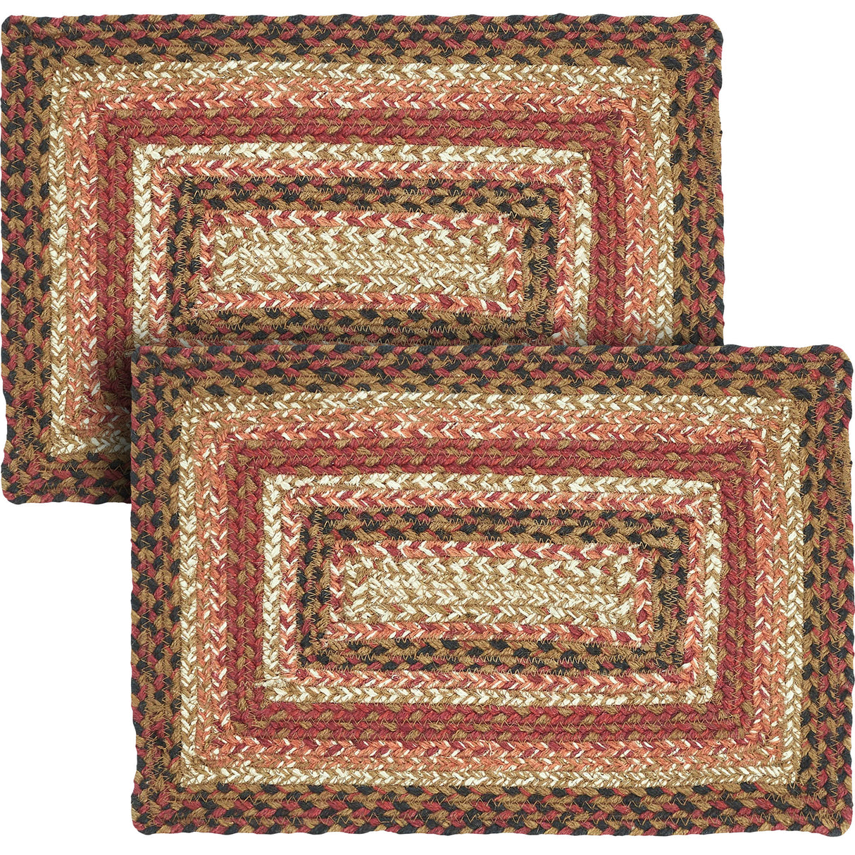 Ginger Spice Table Placemat, Orange Red Natural, Jute Blend, Rectangle, 10x15 Inches, 2 Pack