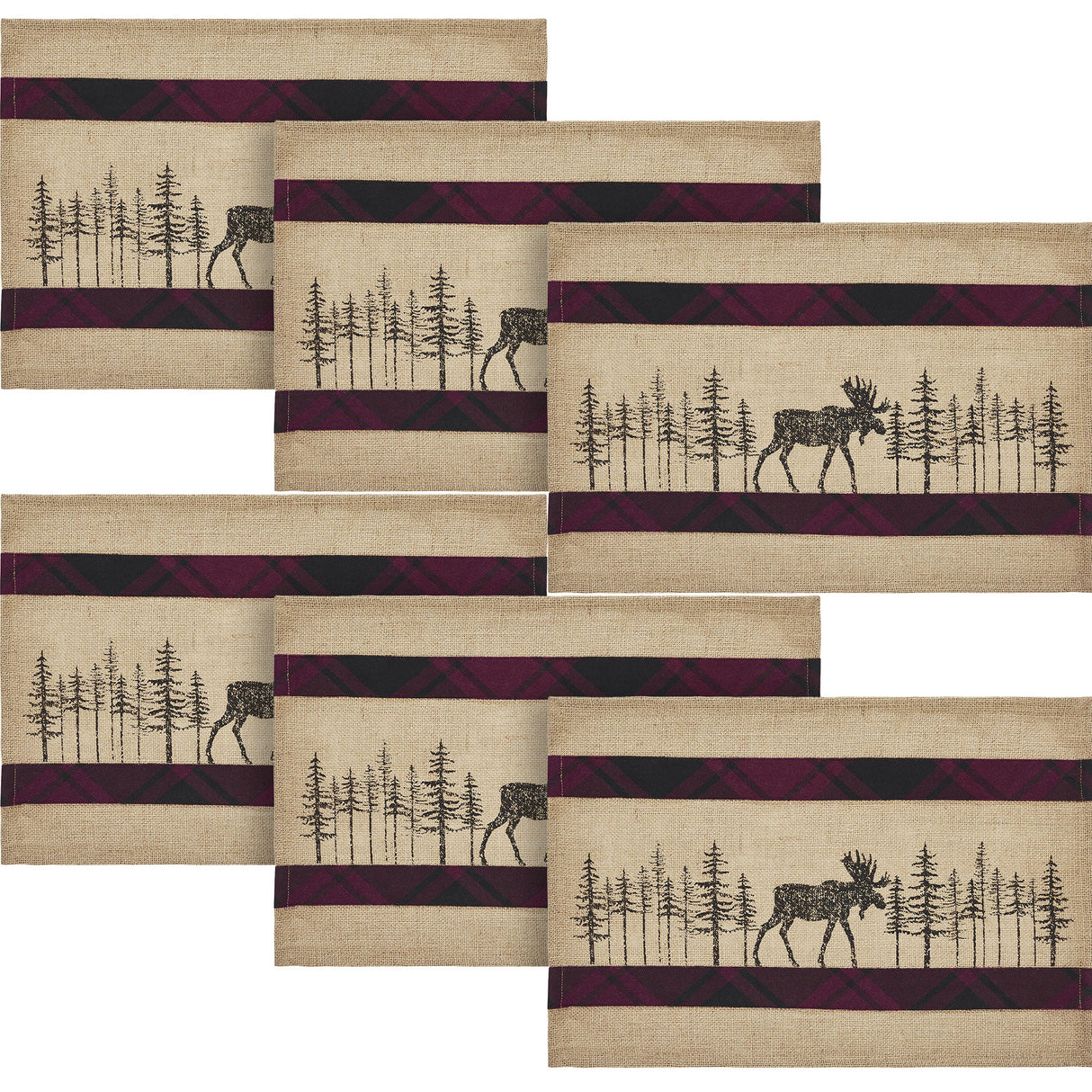 Cumberland Moose Placemat Set of 2 13x19, 3 Pack 6 Pack