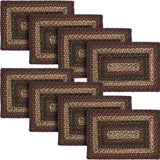 Country Beckham Placemat, Red Black Tan, Jute Blend, Rectangle, 10x15 Inches, 8 Pack 8 Pack