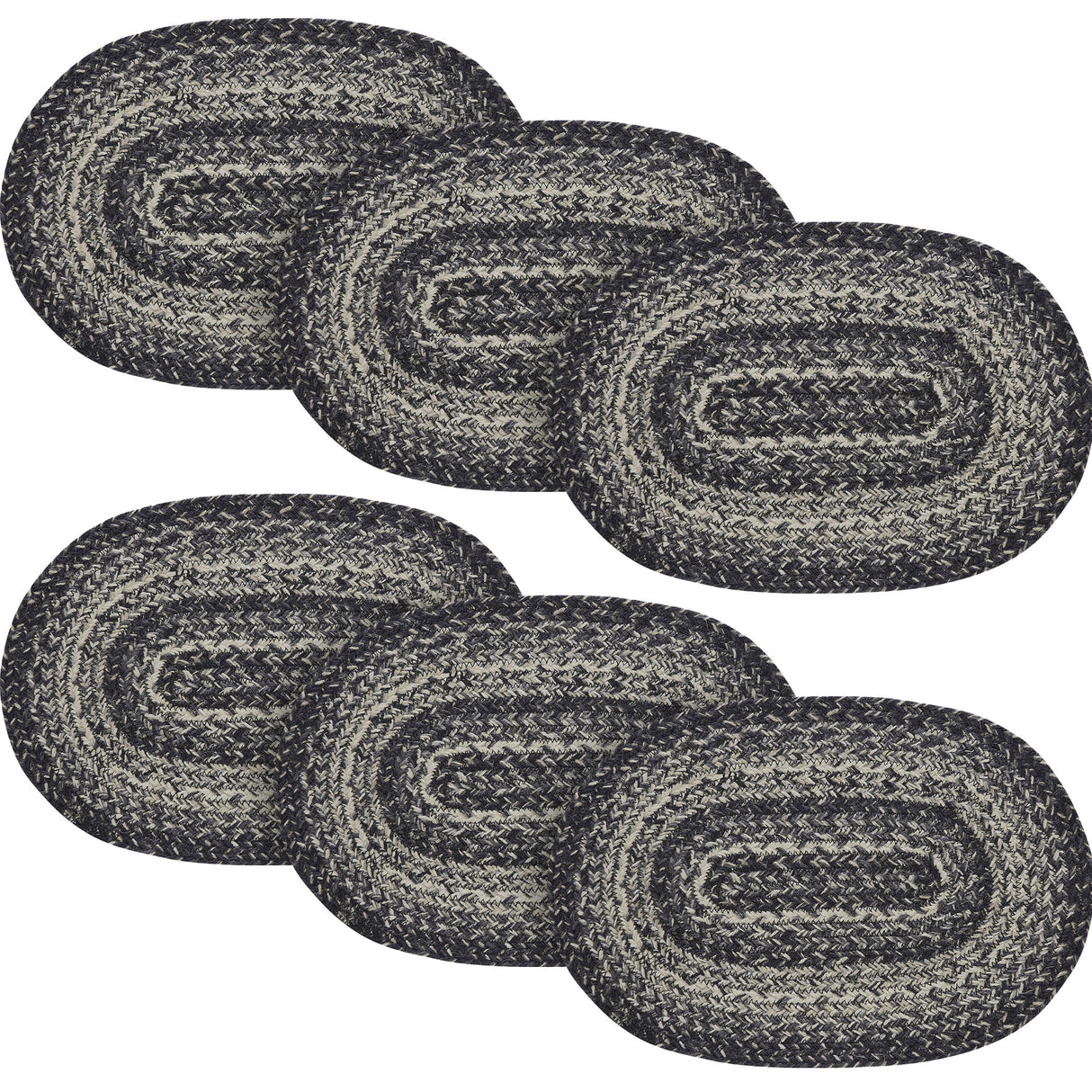 Sawyer Mill Black White Jute Oval Placemat 10x15, 6 Pack 6 Pack