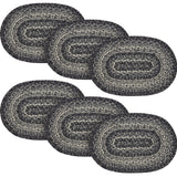 Sawyer Mill Black White Jute Oval Placemat 10x15, 6 Pack 6 Pack