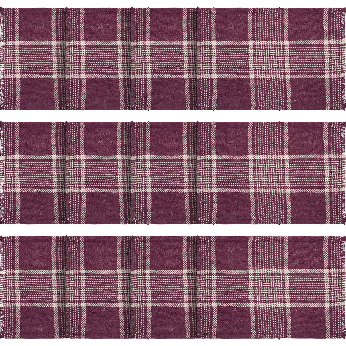 Eston Burgundy Tan Plaid Placemat Set of 2 13x19, 6 Pack 12 Pack
