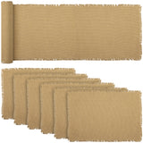 Burlap Natural Natural 13x72 Table Runner & 6 pc 12x18 Placemat Set