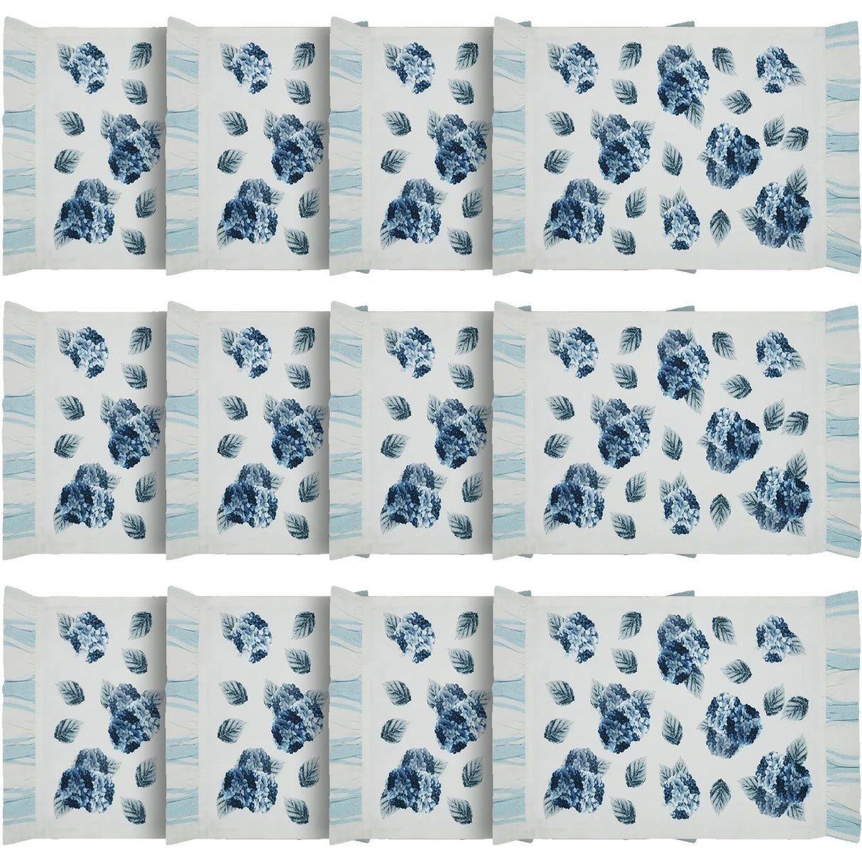 Finders Keepers Hydrangea Ruffled Placemat Set of 2 13x19, 6 Pack 12 Pack