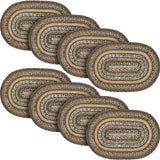 Country Espresso Table Placemat, Brown Black Tan, Jute Blend, Oval, 12x18 Inches, 8 Pack 8 Pack