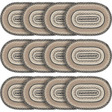 Sawyer Mill, Dining Table Placemat, Braided Jute, Oval, Charcoal Creme, 12x18, 12 Pack 12 Pack