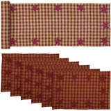 Burgundy Star Burgundy 13x72 Table Runner & 6 pc 12x18 Placemat Set
