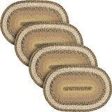 Kettle Grove, Dining Table Placemat, Braided Jute, Oval, Tan & Black, 12x18, 4 Pack 4 Pack