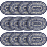 Farmhouse Great Falls Blue Table Placemat, Blue White, Jute Blend, Oval, 10x15 Inches, 12 Pack 12 Pack