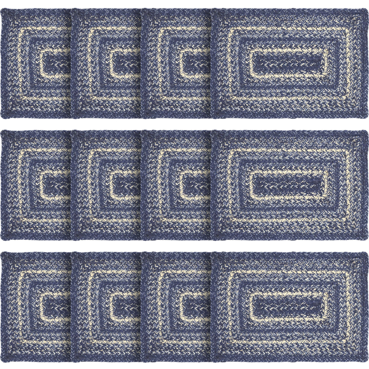 Farmhouse Great Falls Blue Table Placemat, Blue White, Jute Blend, Rectangle, 12x18 Inches, 12 Pack 12 Pack