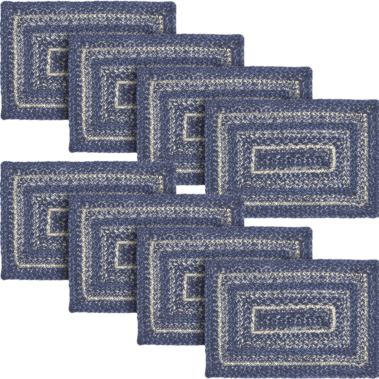 Farmhouse Great Falls Blue Table Placemat, Blue White, Jute Blend, Rectangle, 10x15 Inches, 8 Pack 8 Pack