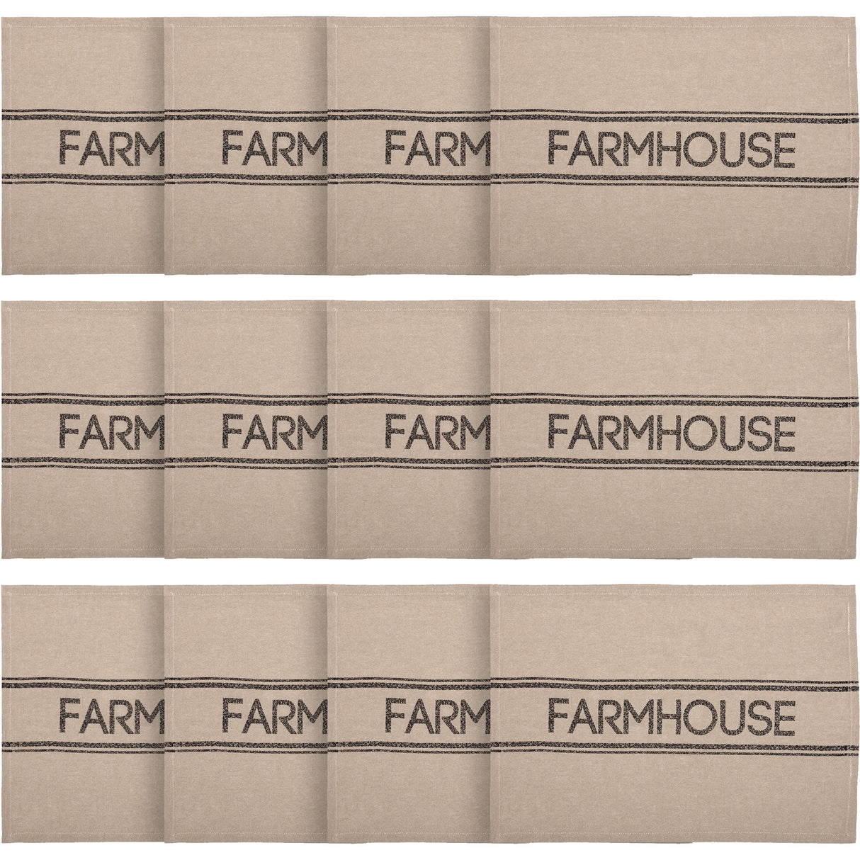 Sawyer Mill Rustic Farmhouse Style 12 x 18 Inch Rectangular Cotton Chambray Stenciled Table Decor Placemats, Farmhouse, Set of 6, 12 Pack