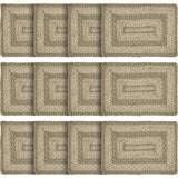 Farmhouse Cobblestone Table Placemat, Tan Grey White, Jute Blend, Rectangle, 10x15 Inches, 12 Pack 12 Pack