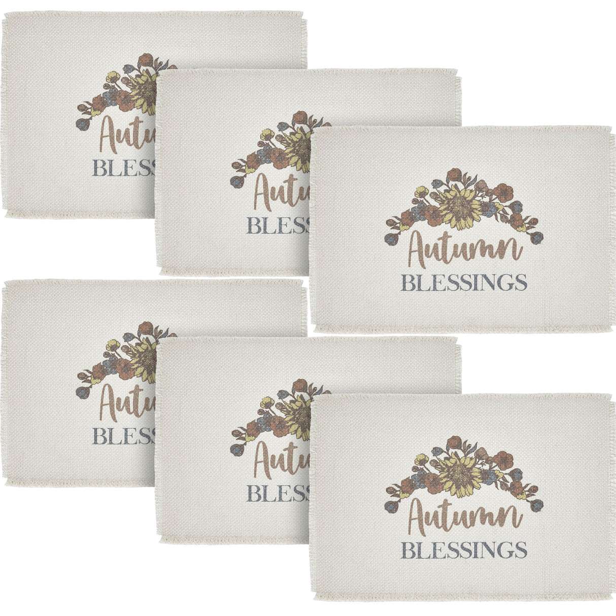 Bountifall Autumn Blessings Placemat Set of 2 13x19, 3 Pack 6 Pack
