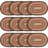 Ginger Spice Table Placemat, Orange Red Natural, Jute Blend, Oval, 10x15 Inches, 12 Pack 12 Pack