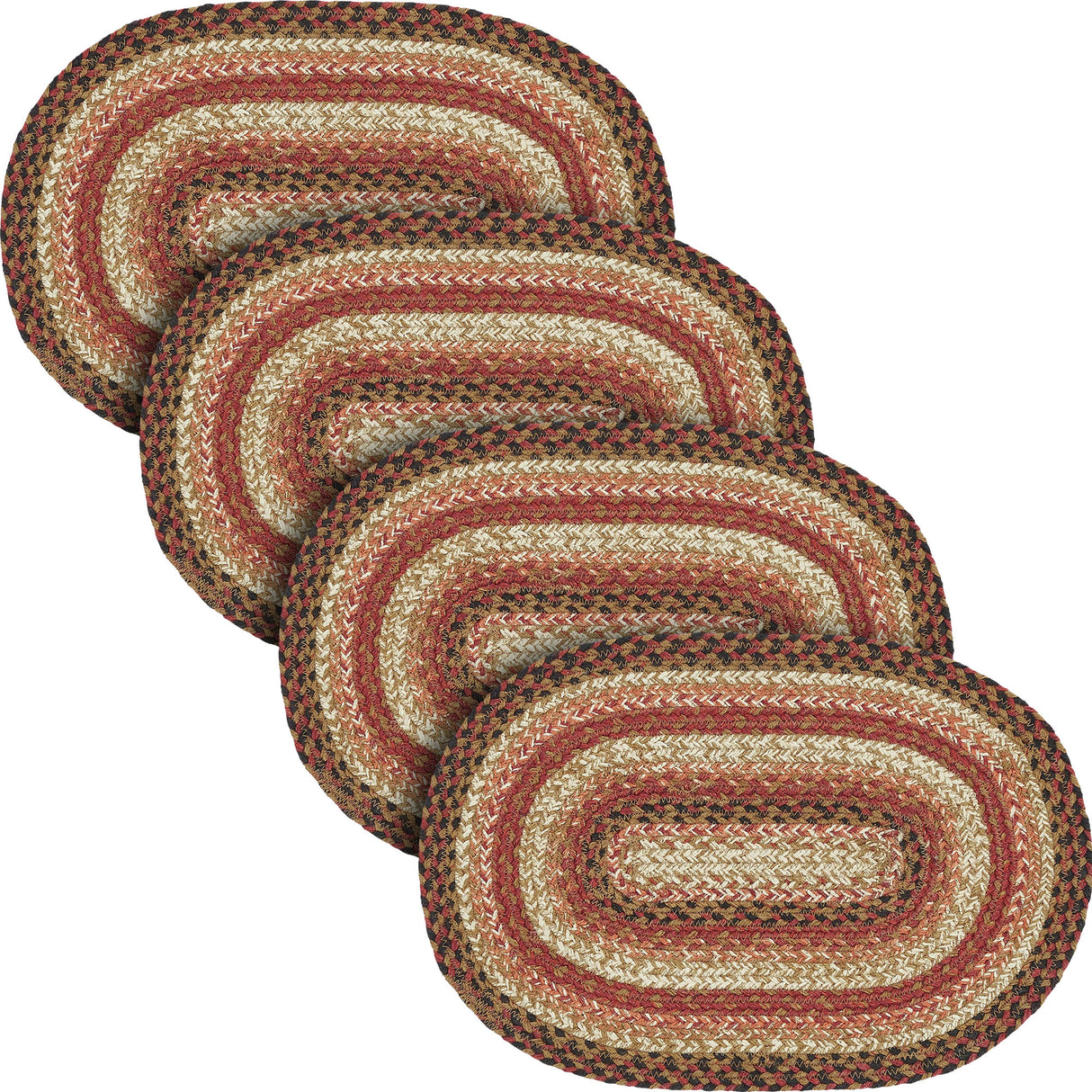 Ginger Spice Table Placemat, Orange Red Natural, Jute Blend, Oval, 12x18 Inches, 4 Pack 4 Pack