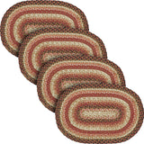 Ginger Spice Table Placemat, Orange Red Natural, Jute Blend, Oval, 12x18 Inches, 4 Pack 4 Pack