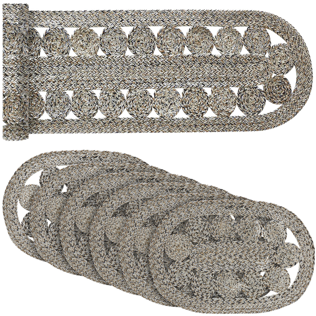 Celeste Dove Grey 12x72 Table Runner & 6 pc 13x19 Placemat Set