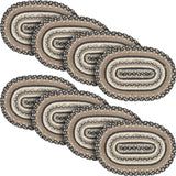 Sawyer Mill, Dining Table Placemat, Braided Jute, Oval, Charcoal Creme, 10x15, 8 Pack 8 Pack