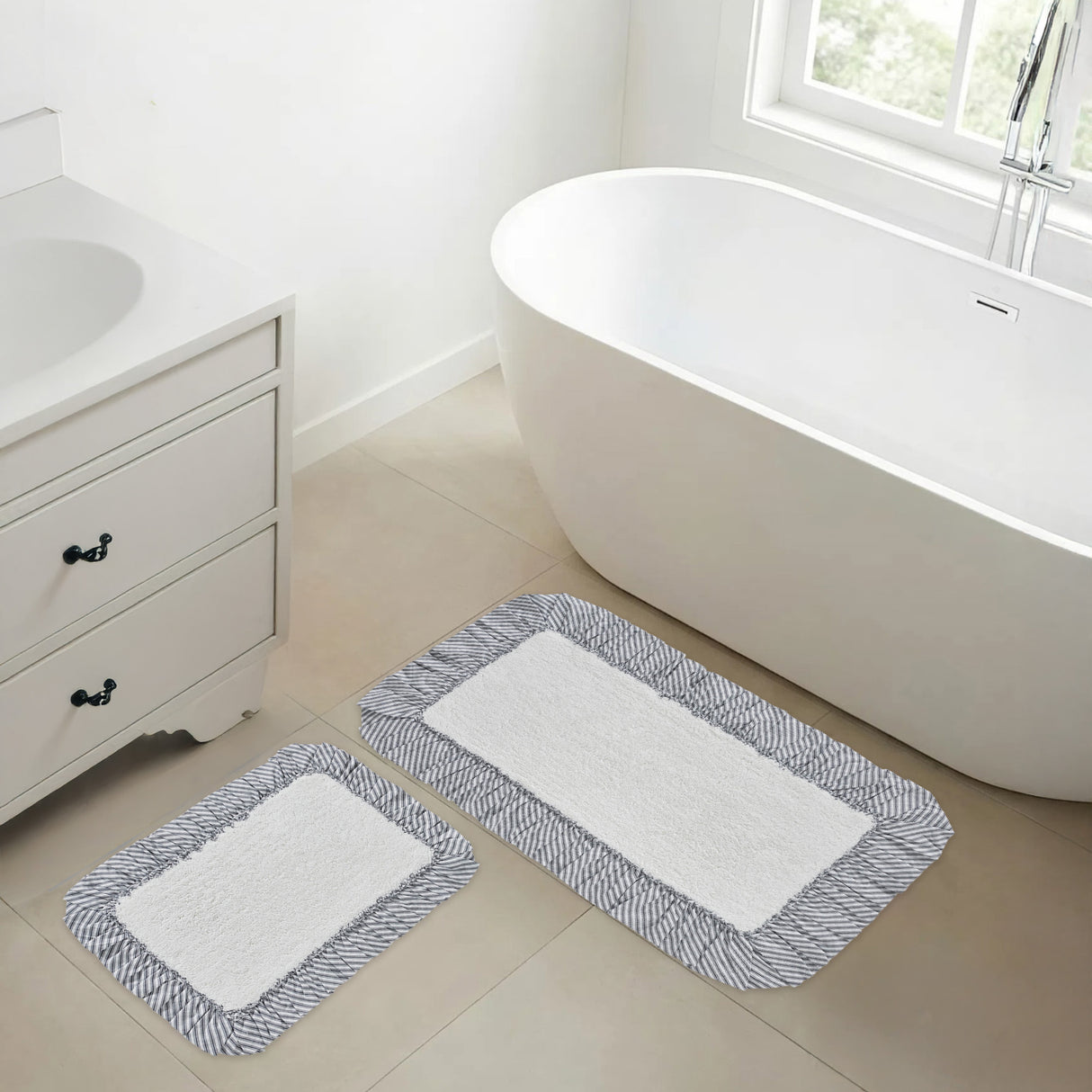 VHC Brands Sawyer Mill Black 2pc Bathhmat Set, 20x30 and 27x48