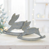 VHC Brands Bunny Hop 2PC Bunny Hop Wooden Mini Bunny Rocking Horse ,Small and Large