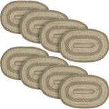Farmhouse Cobblestone Table Placemat, Tan Grey White, Jute Blend, Oval, 10x15 Inches, 8 Pack 8 Pack