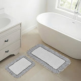 VHC Brands Ashmont Vintage White 2pc Bathhmat Set, 20x30 and 27x48