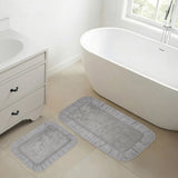 VHC Brands Burlap Dove Grey 2pc Bathhmat Set, 20x30 and 27x48