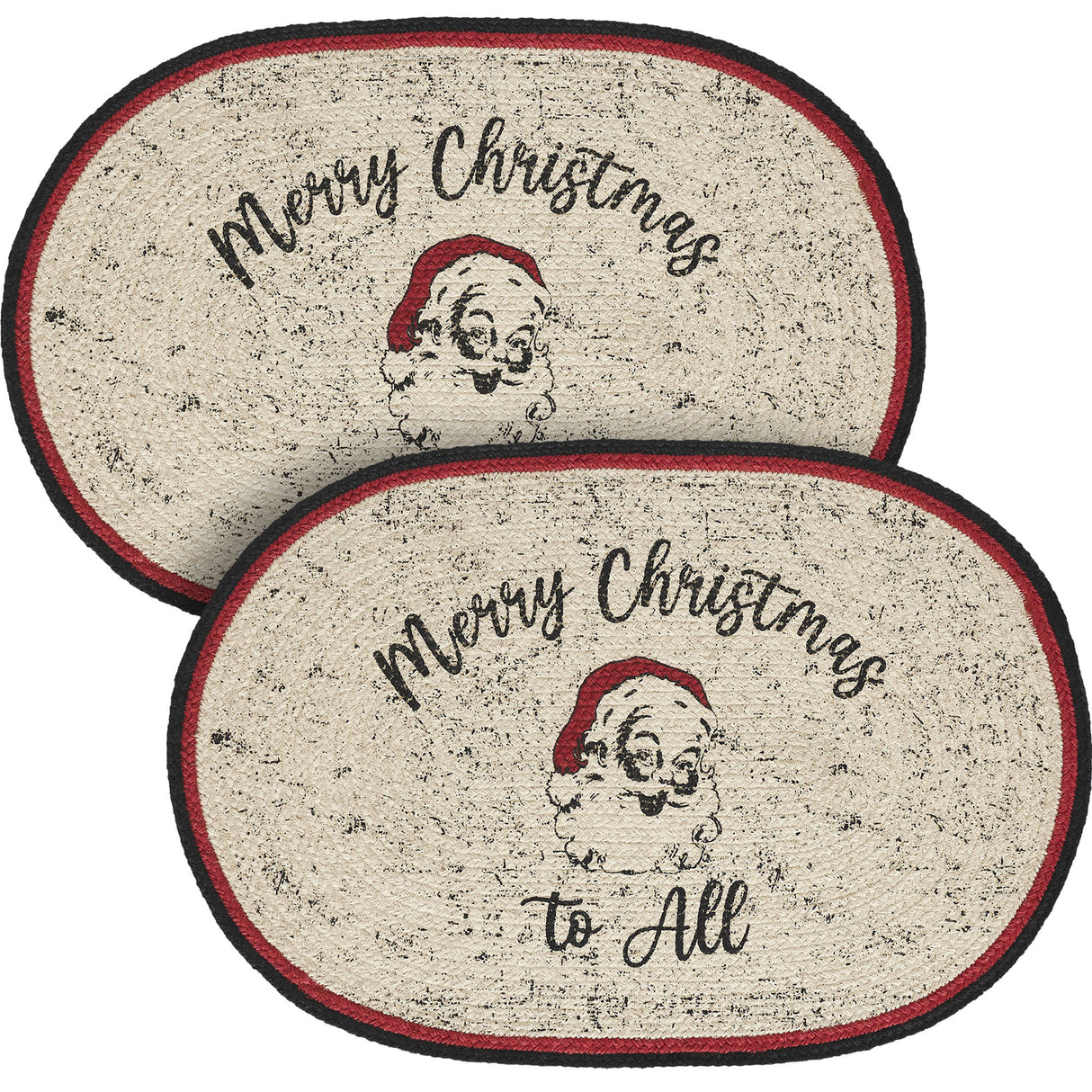 Jolly Ole Santa Jute Oval Placemat 13x19, 2 Pack