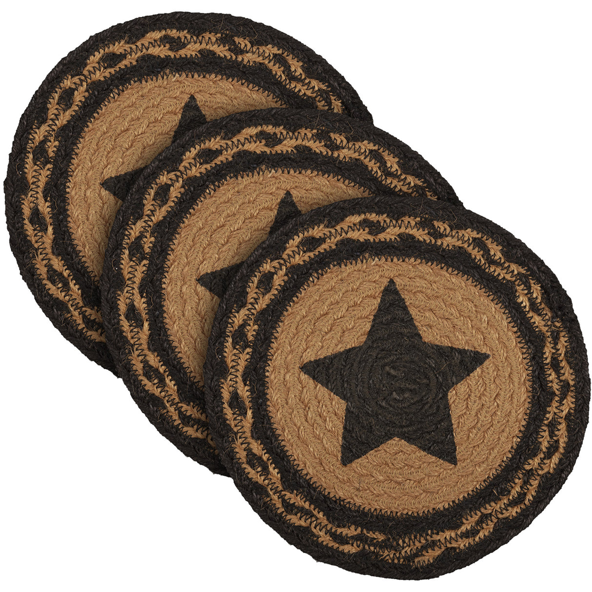 Farmhouse Jute Trivet Stencil Star 8, Set of 3