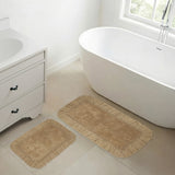 VHC Brands Burlap Natural 2pc Bathhmat Set, 20x30 and 27x48