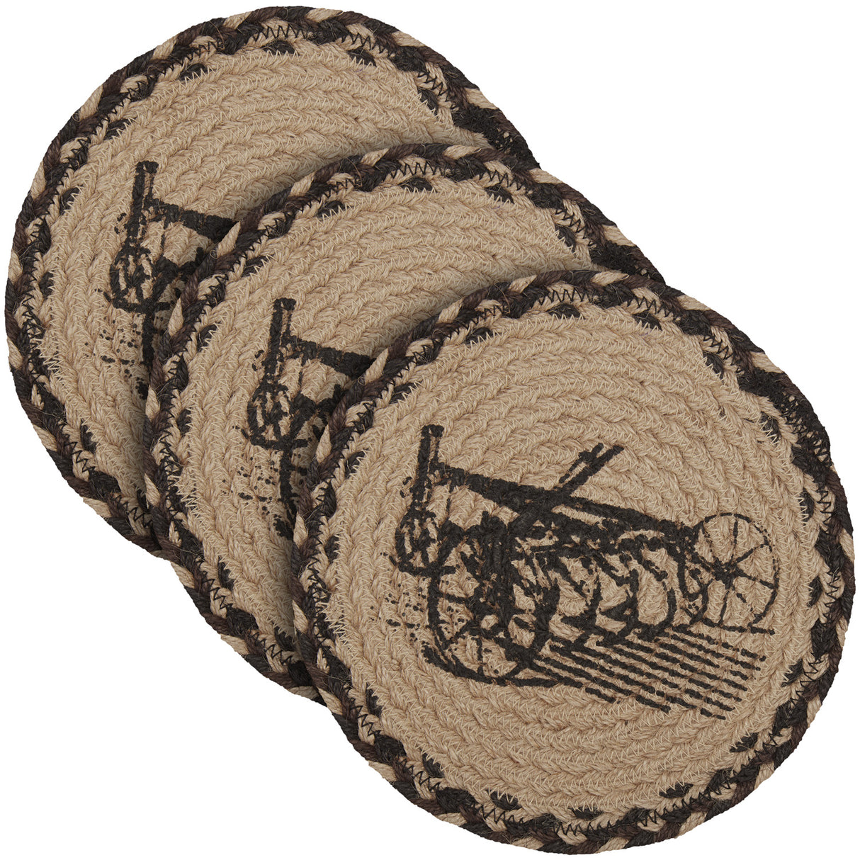 Sawyer Mill Charcoal Plow Jute Trivet 8, Set of 3
