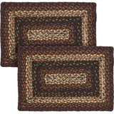 Country Beckham Placemat, Red Black Tan, Jute Blend, Rectangle, 10x15 Inches, 2 Pack