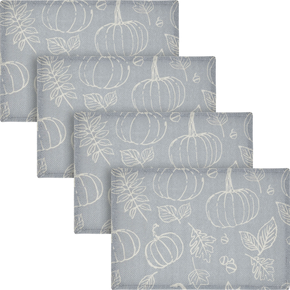 Silhouette Pumpkin Grey Placemat Set of 2 13x19, 4 Pack