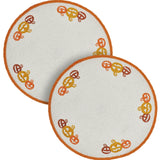 Braided Cotton Country Halloween Stencil Placemat 14 inch Diameter, Decorative Fall Placemat, Table Decor for Fall and Halloween, 2 Pack