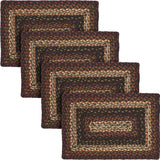 Country Beckham Placemat, Red Black Tan, Jute Blend, Rectangle, 10x15 Inches, 4 Pack 4 Pack