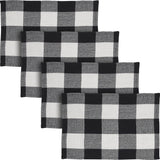 Placemat 13x19 Set of 2, Cotton Dining Room, Kitchen Placemat, Dining Table Placemats, Place Mat, Annie Buffalo Check Collection, Rectangle 13x19, Country Black, 4 Pack