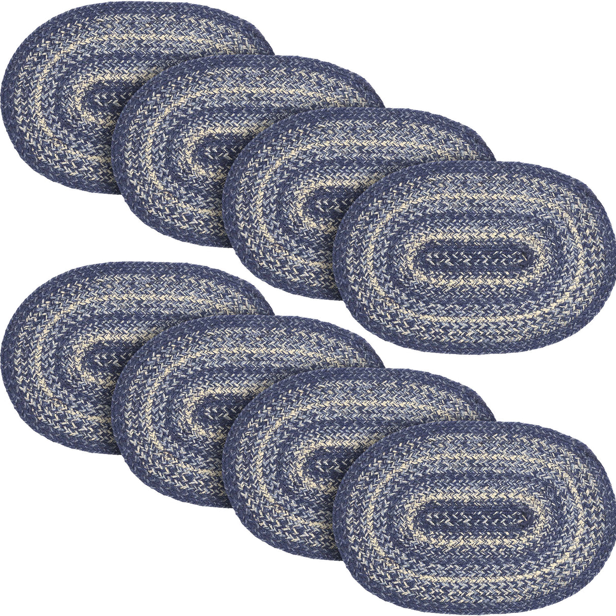 Farmhouse Great Falls Blue Table Placemat, Blue White, Jute Blend, Oval, 10x15 Inches, 8 Pack 8 Pack