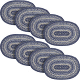 Farmhouse Great Falls Blue Table Placemat, Blue White, Jute Blend, Oval, 10x15 Inches, 8 Pack 8 Pack