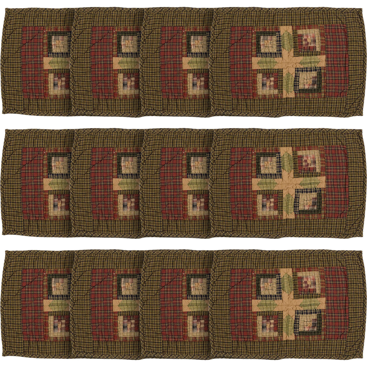 Tea Cabin Placemat Quilted Set of 6 12x18, 12 Pack