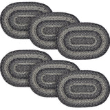 Sawyer Mill Black White Jute Oval Placemat 13x19, 6 Pack 6 Pack