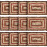 Ginger Spice Table Placemat, Orange Red Natural, Jute Blend, Rectangle, 12x18 Inches, 12 Pack 12 Pack