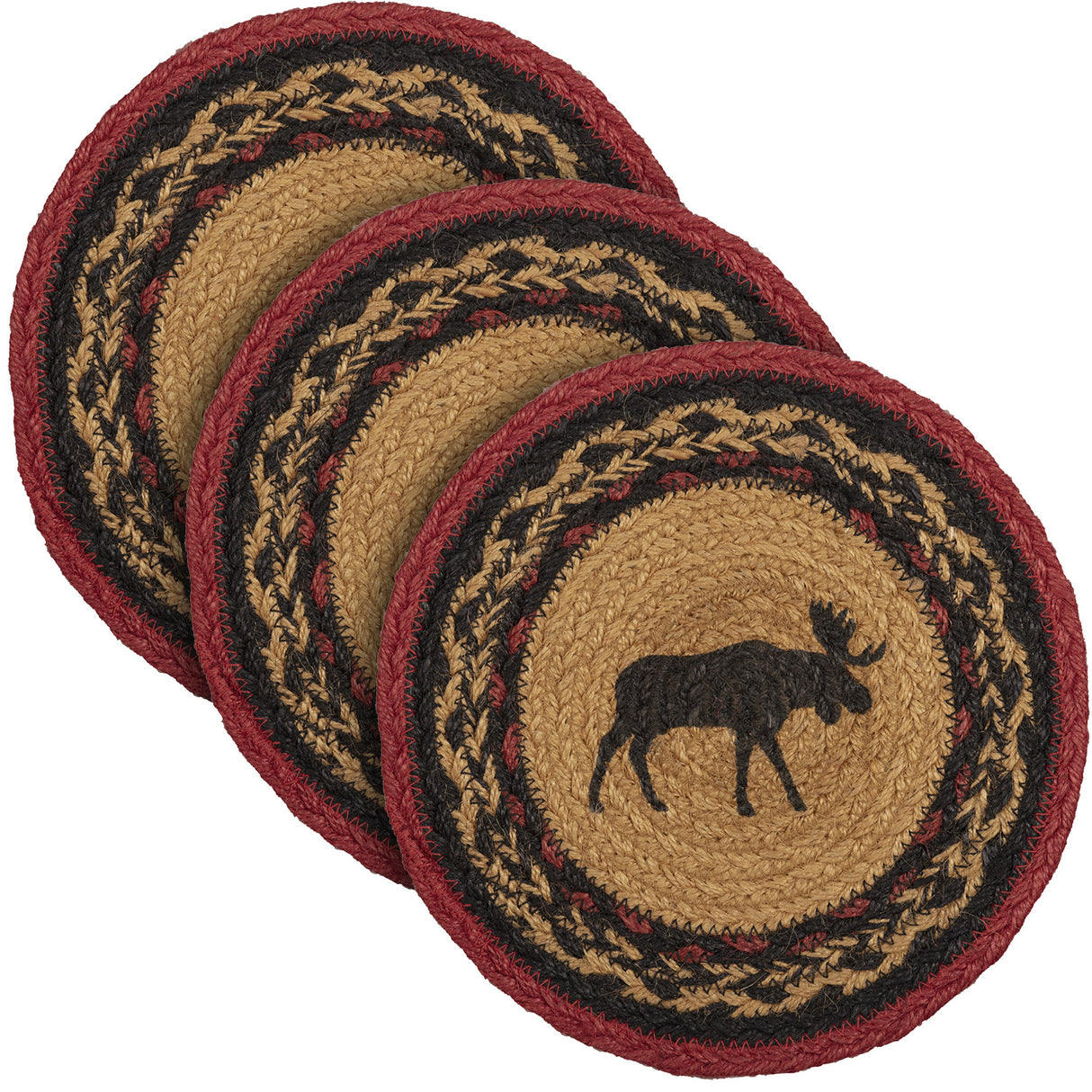 Cumberland Stenciled Moose Jute Trivet 8, Set of 3